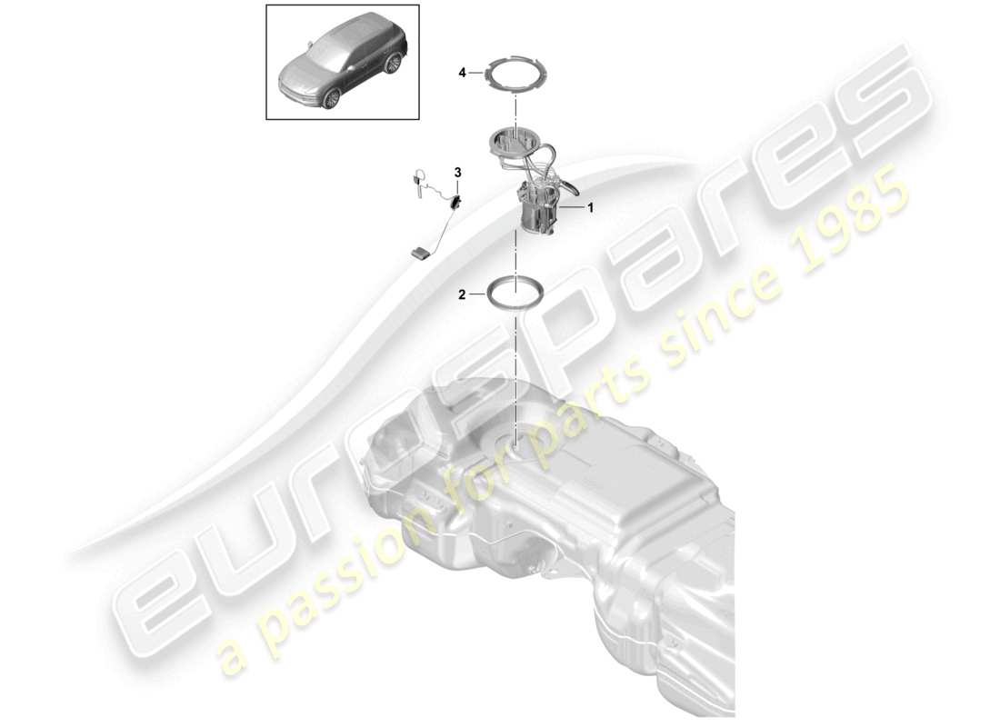 porsche 2023 (cayenne e3 9ya/9yb) fuel tank fuel pump parts diagram