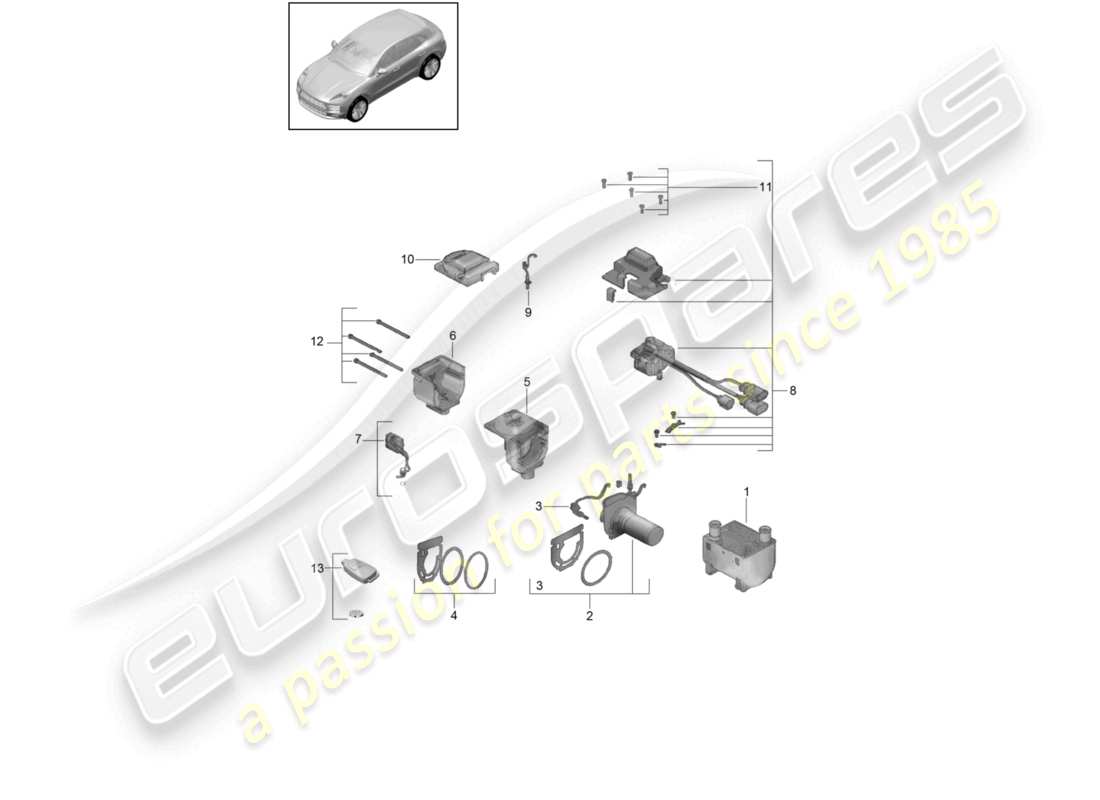 porsche 2021 (macan) auxiliary heater heater unit repair set part diagram