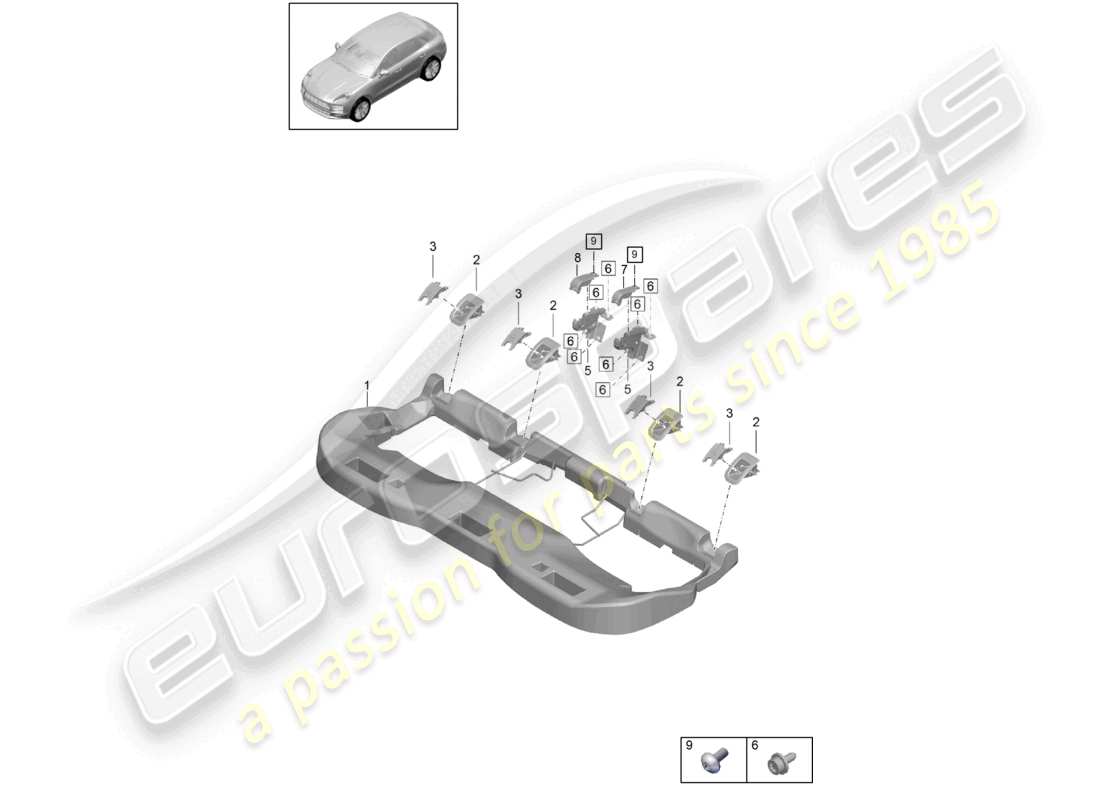 porsche 2021 (macan) back seat fasteners part diagram
