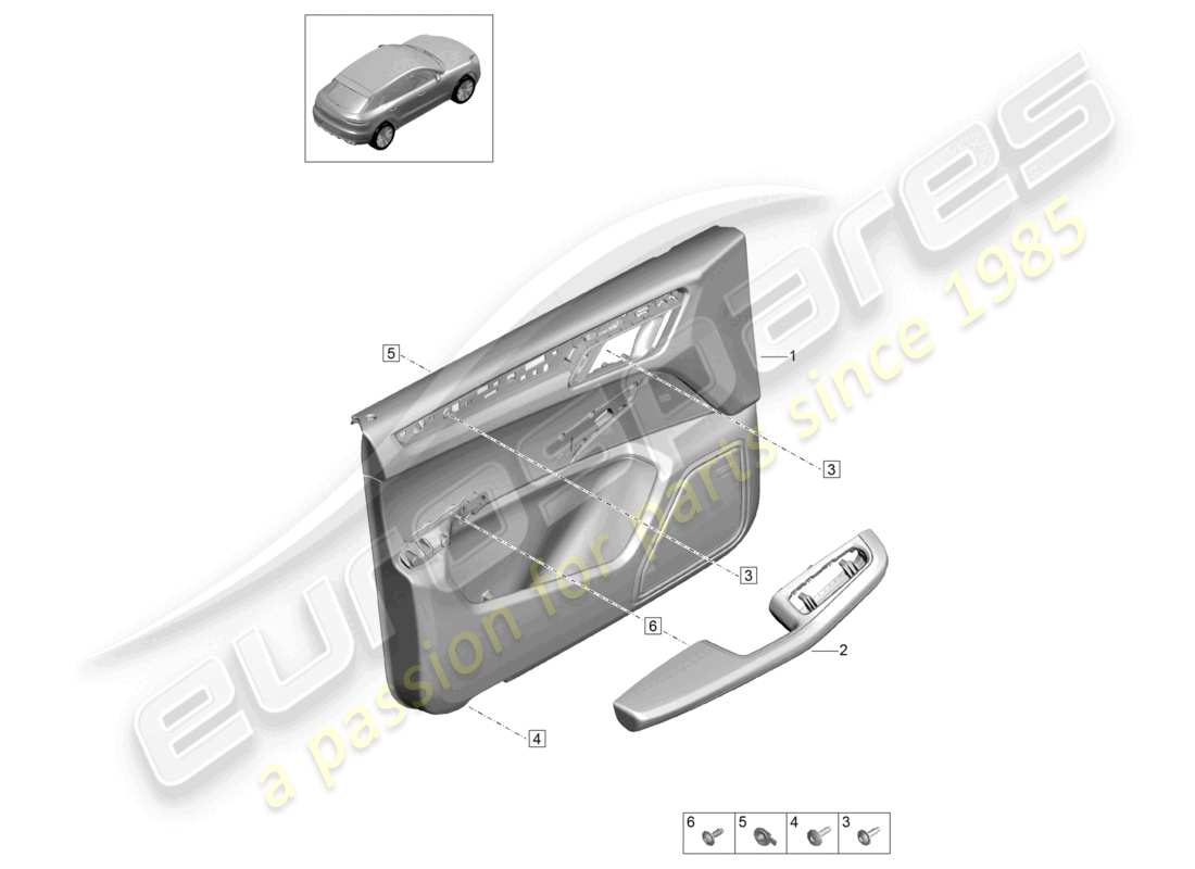 porsche 2021 (macan) door trim panels front doors for vehicles with genuine leather upholstery interior lighting comfort part diagram