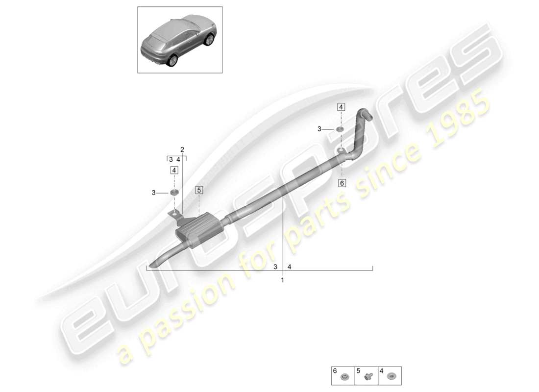 porsche 2021 (macan) exhaust system for vehicles with auxiliary heater part diagram