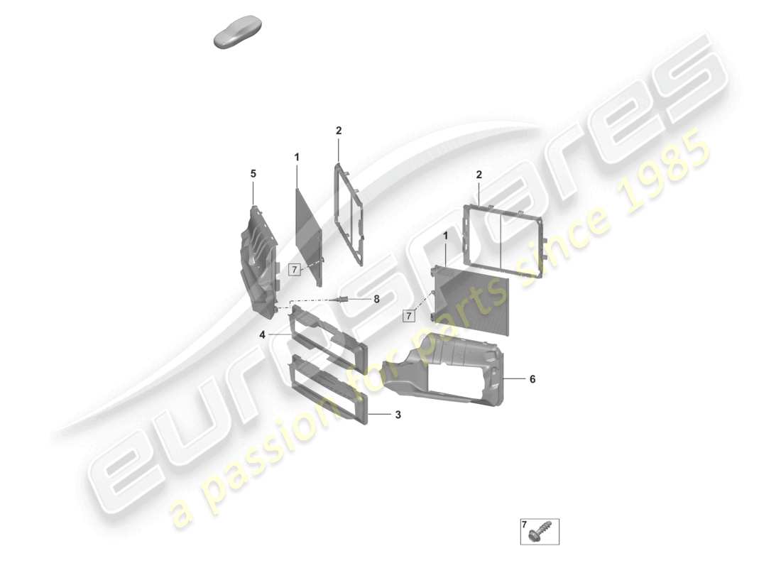 porsche 2022 (992-1) a/c condenser air guide housing sport design package part diagram