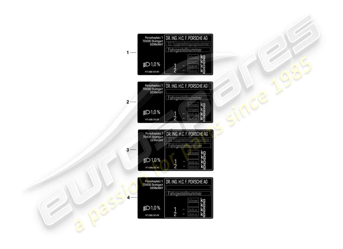 porsche 2021 (panamera 971-2) data tag d - mj 2022>> part diagram
