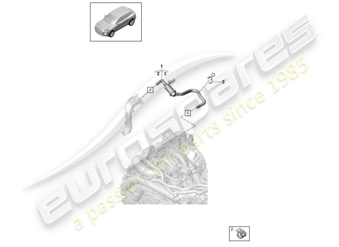 porsche 2021 (macan) fuel system purge-air line engine bay part diagram