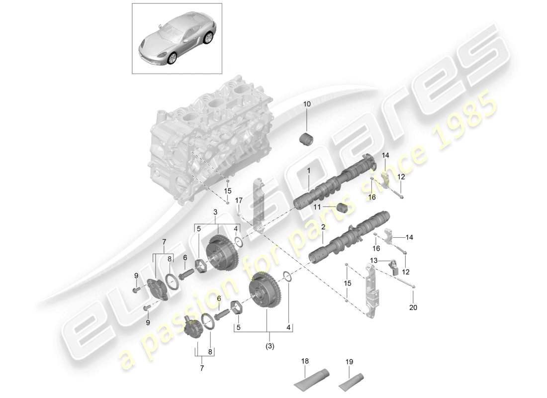 porsche 2024 (718 cayman) camshaft hydraulic tappet camshaft adjuster unit part diagram