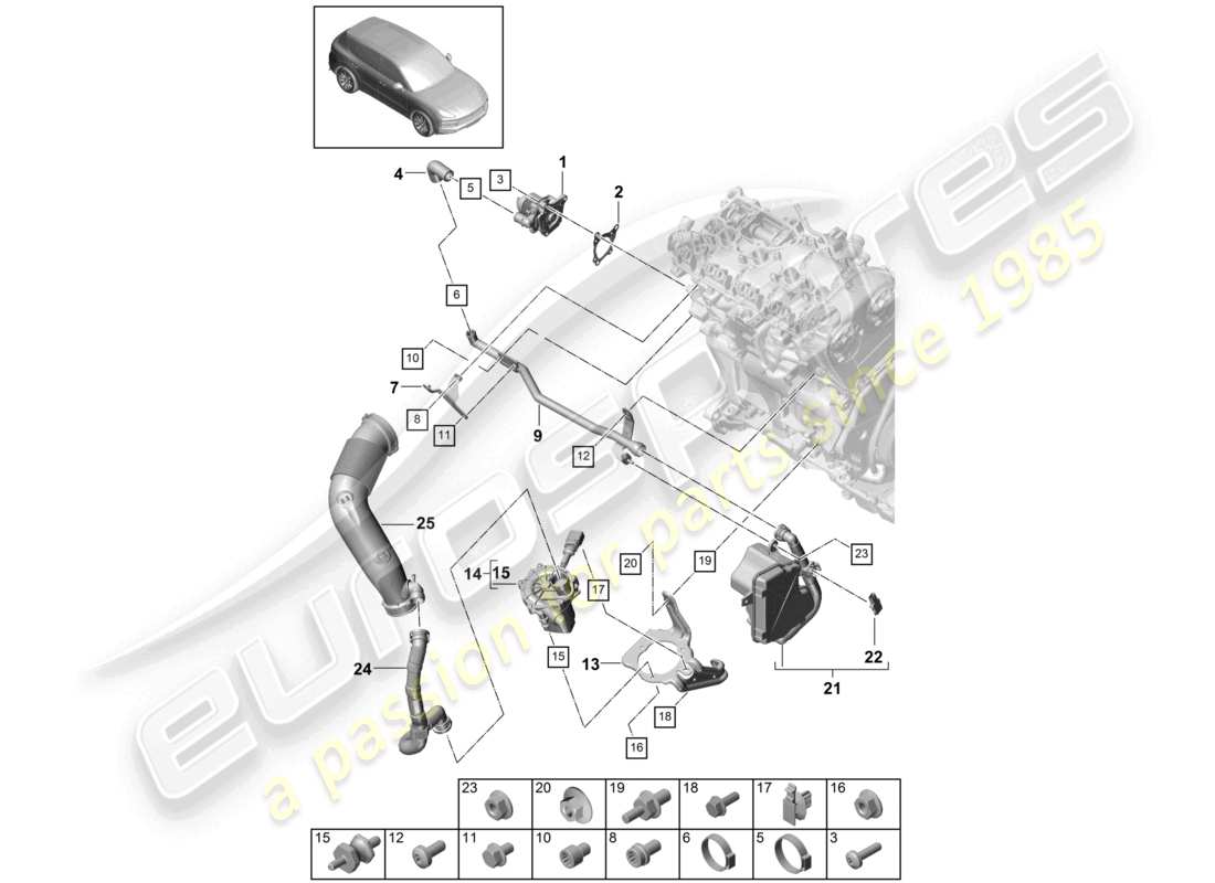 a part diagram from the porsche cayenne parts catalogue