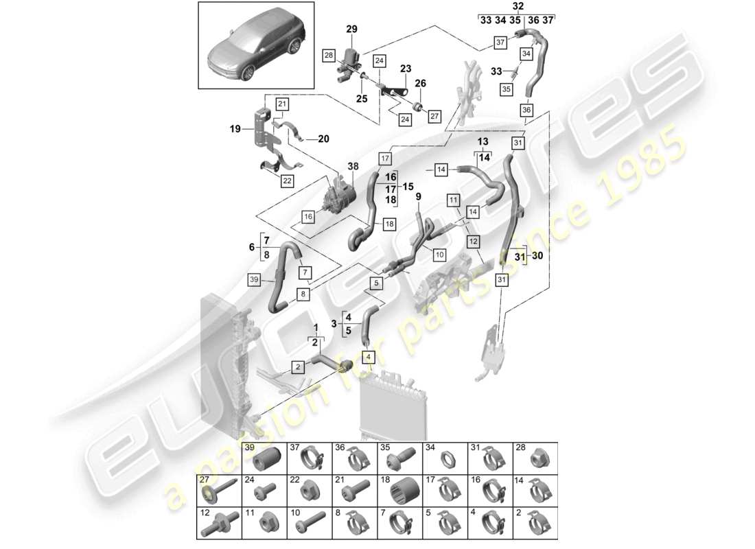 a part diagram from the porsche cayenne parts catalogue