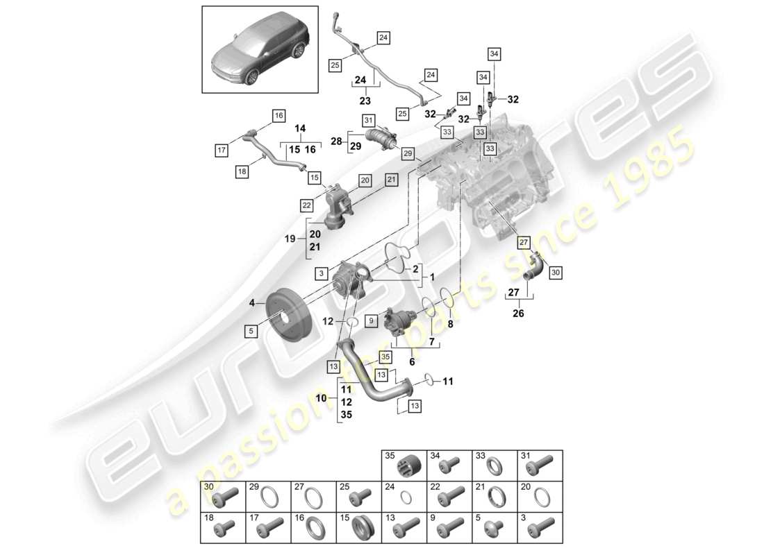 a part diagram from the porsche cayenne parts catalogue