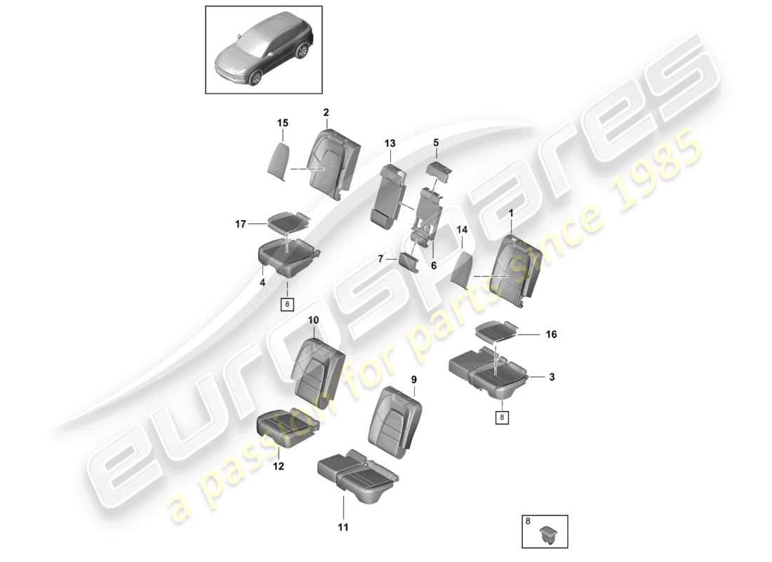 VIEW PARTS DIAGRAMS FROM THE PORSCHE CAYENNE PARTS CATALOGUE a part diagram from the porsche cayenne parts catalogue