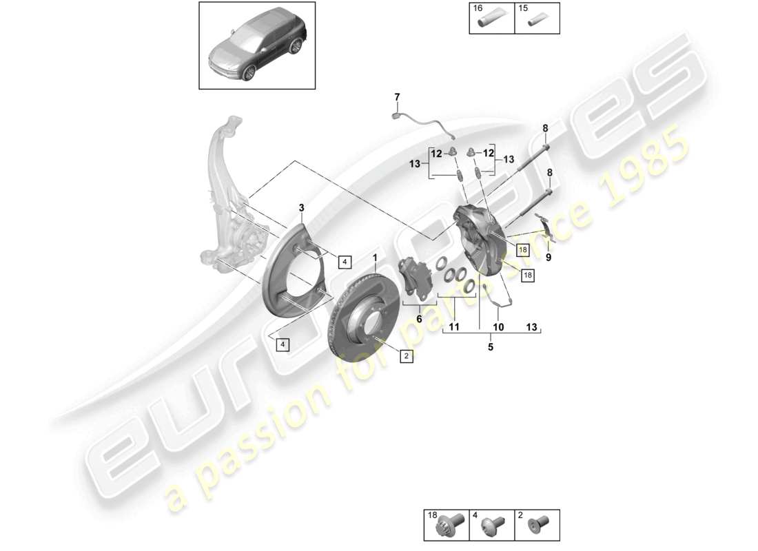a part diagram from the porsche cayenne parts catalogue