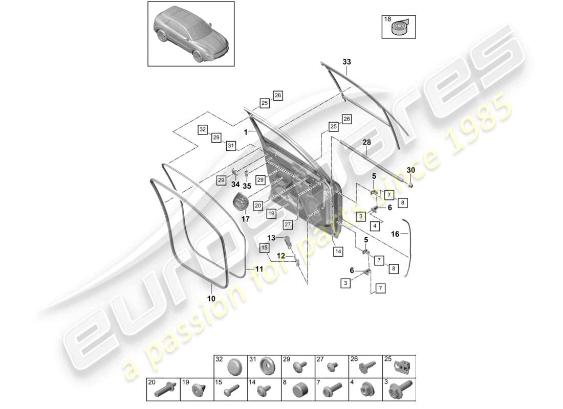 a part diagram from the porsche cayenne parts catalogue