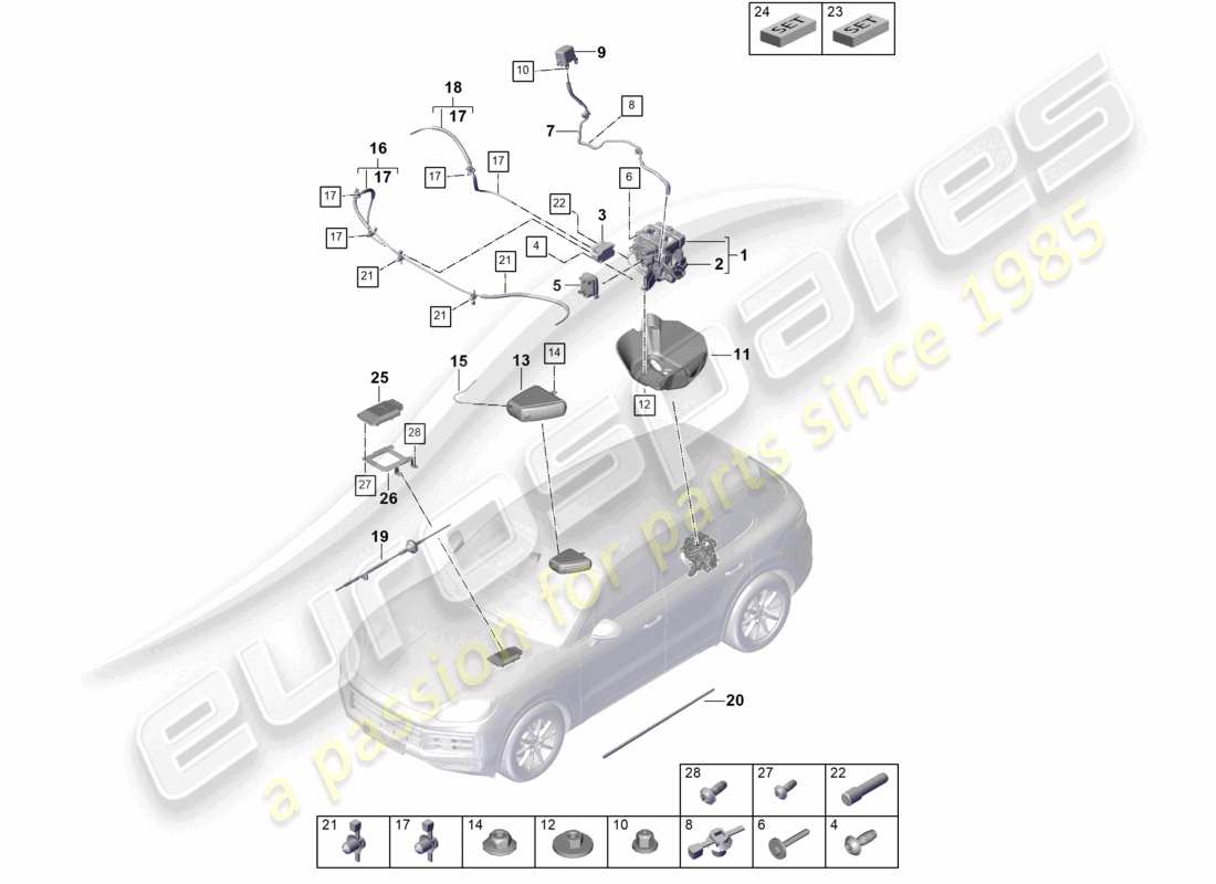 VIEW PARTS DIAGRAMS FROM THE PORSCHE CAYENNE PARTS CATALOGUE a part diagram from the porsche cayenne parts catalogue