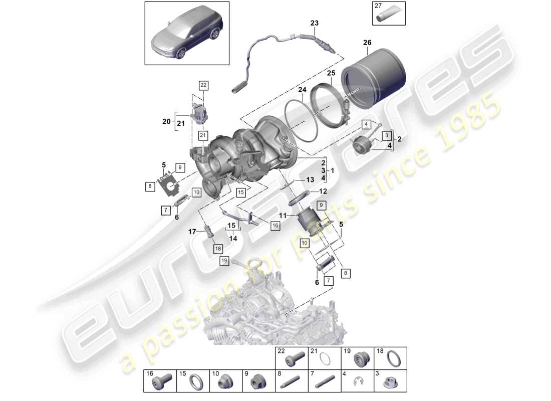 VIEW PARTS DIAGRAMS FROM THE PORSCHE CAYENNE PARTS CATALOGUE a part diagram from the porsche cayenne parts catalogue