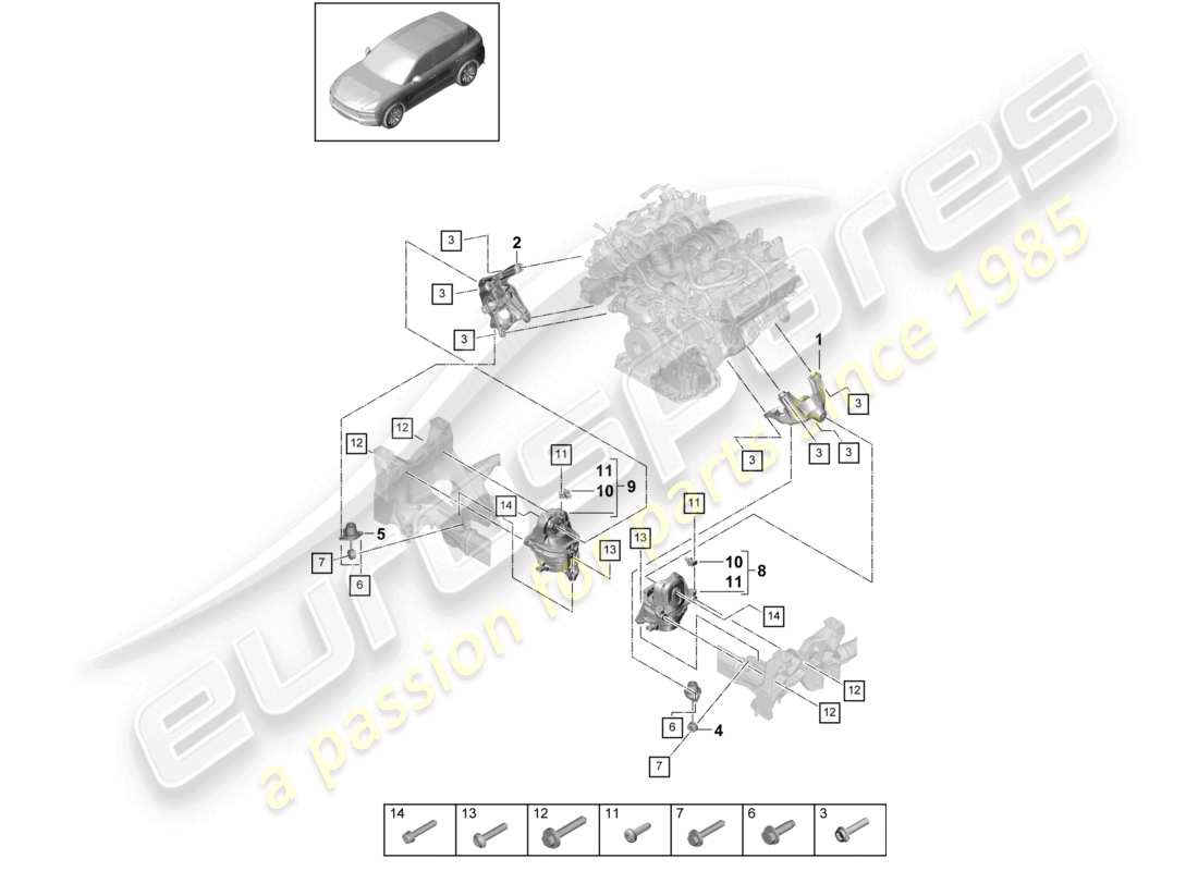 a part diagram from the porsche cayenne parts catalogue