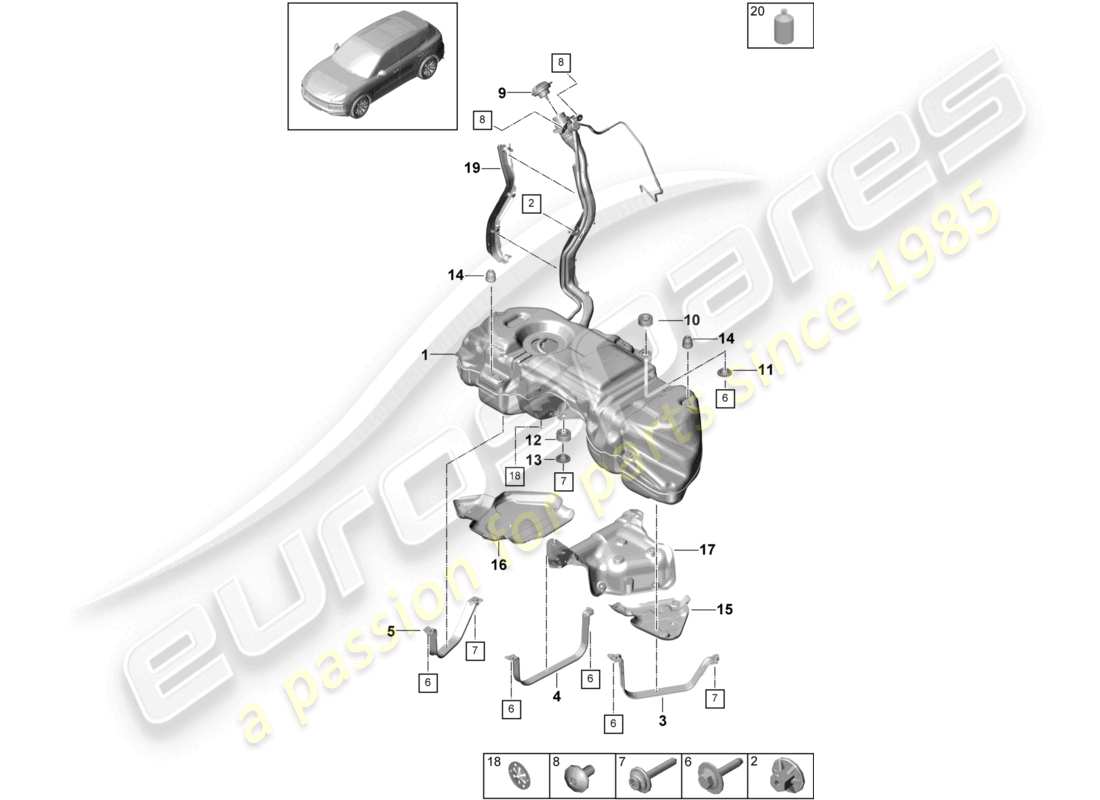 VIEW PARTS DIAGRAMS FROM THE PORSCHE CAYENNE PARTS CATALOGUE a part diagram from the porsche cayenne parts catalogue