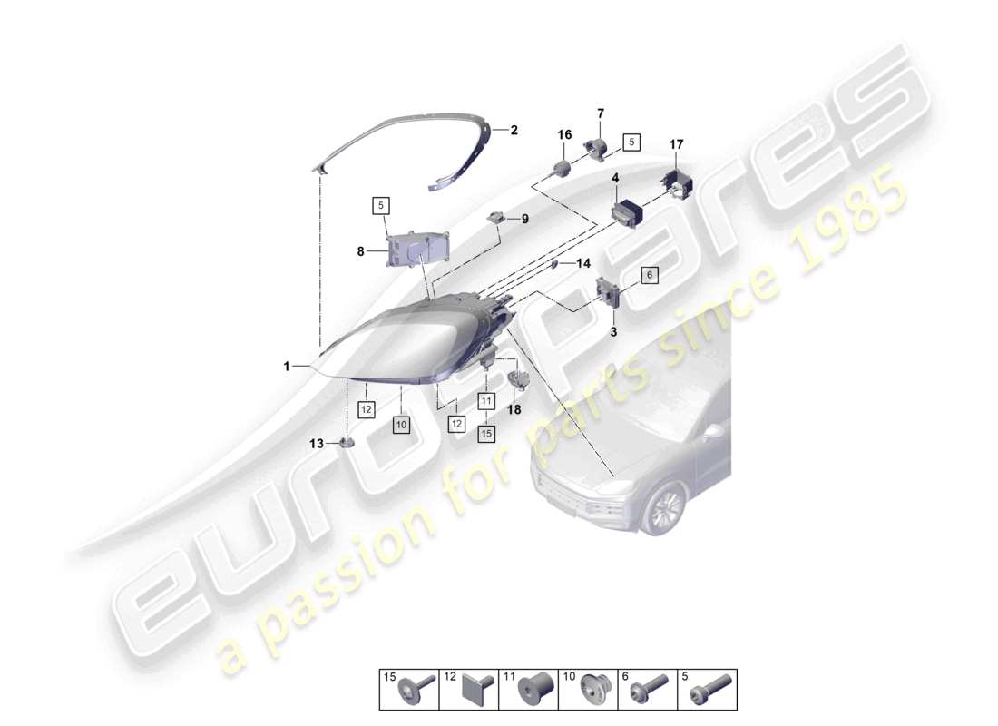 VIEW PARTS DIAGRAMS FROM THE PORSCHE CAYENNE PARTS CATALOGUE a part diagram from the porsche cayenne parts catalogue