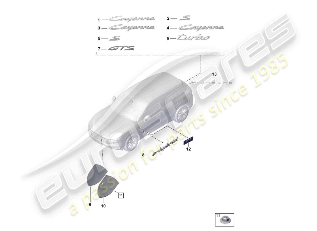 a part diagram from the porsche cayenne parts catalogue