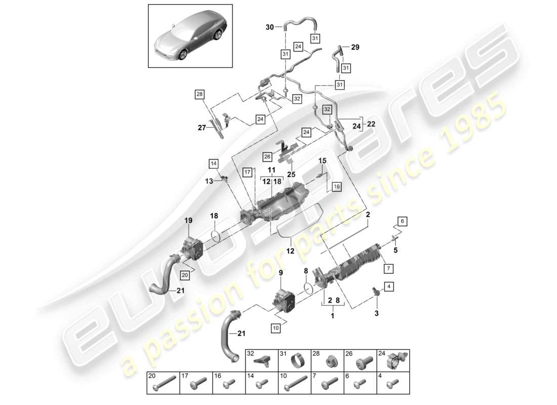 a part diagram from the porsche panamera parts catalogue