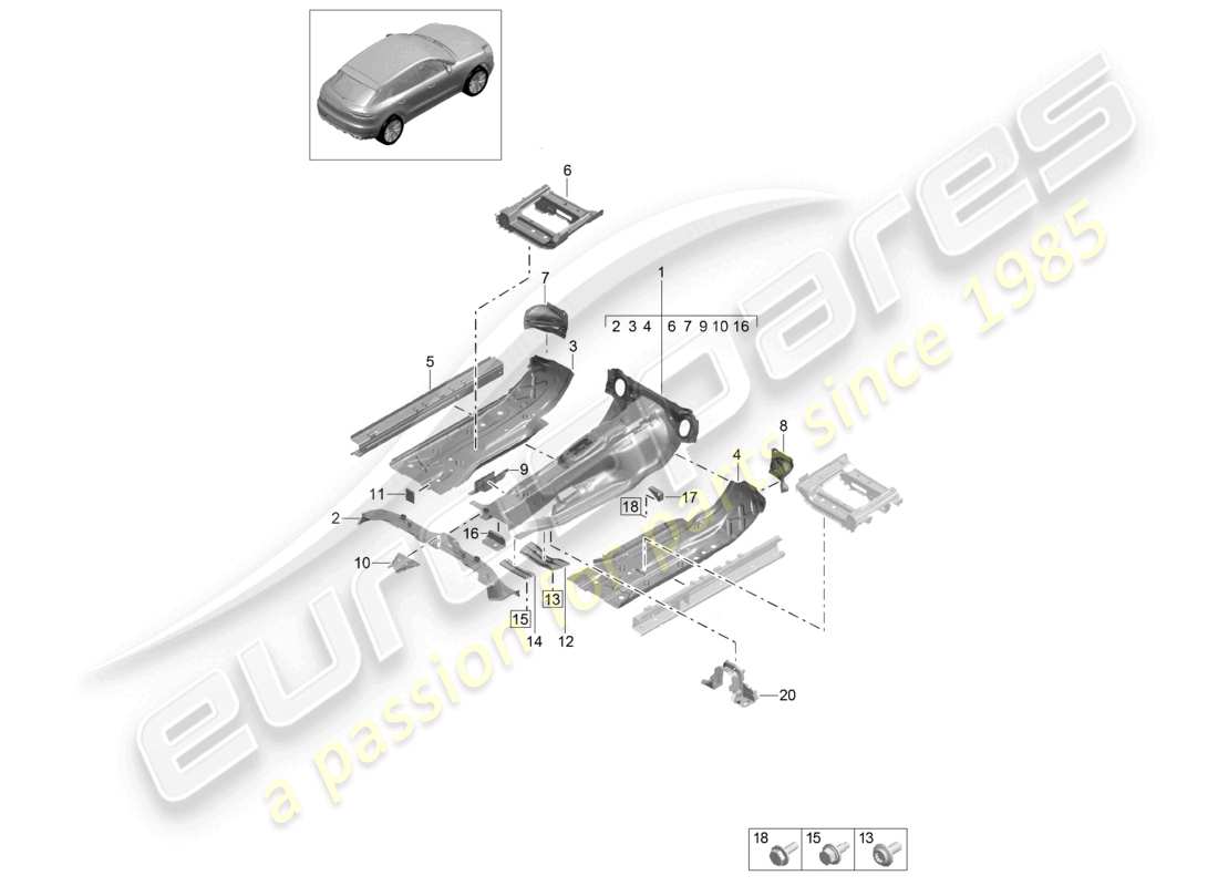 VIEW PARTS DIAGRAMS FROM THE PORSCHE MACAN PARTS CATALOGUE a part diagram from the porsche macan parts catalogue