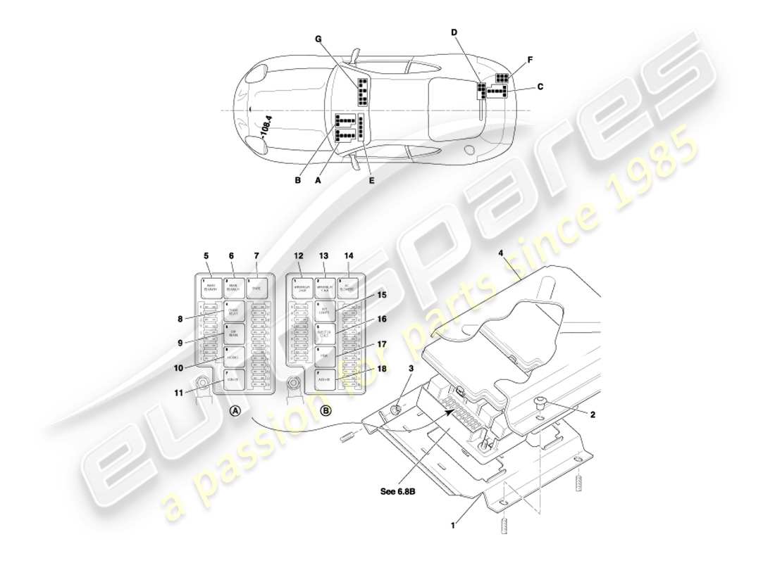 aston martin db7 vantage (2002) relays, to vin 300555 part diagram