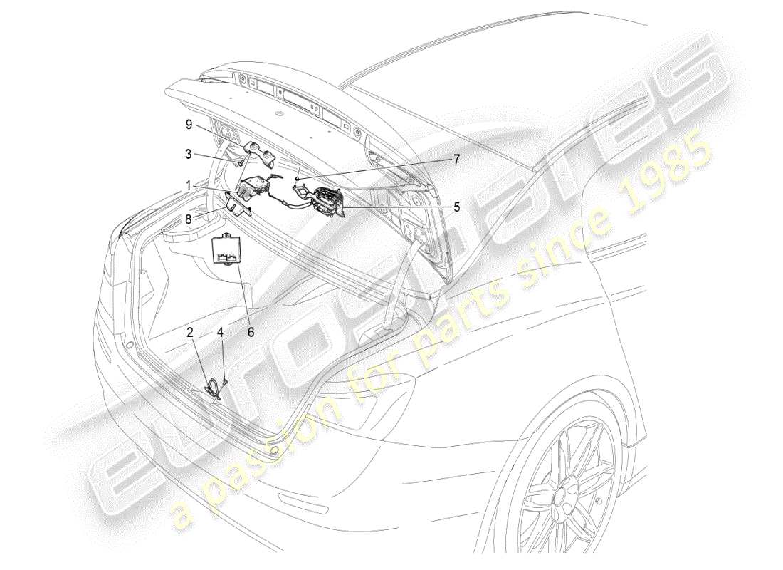 maserati ghibli (2019) rear lid opening control part diagram