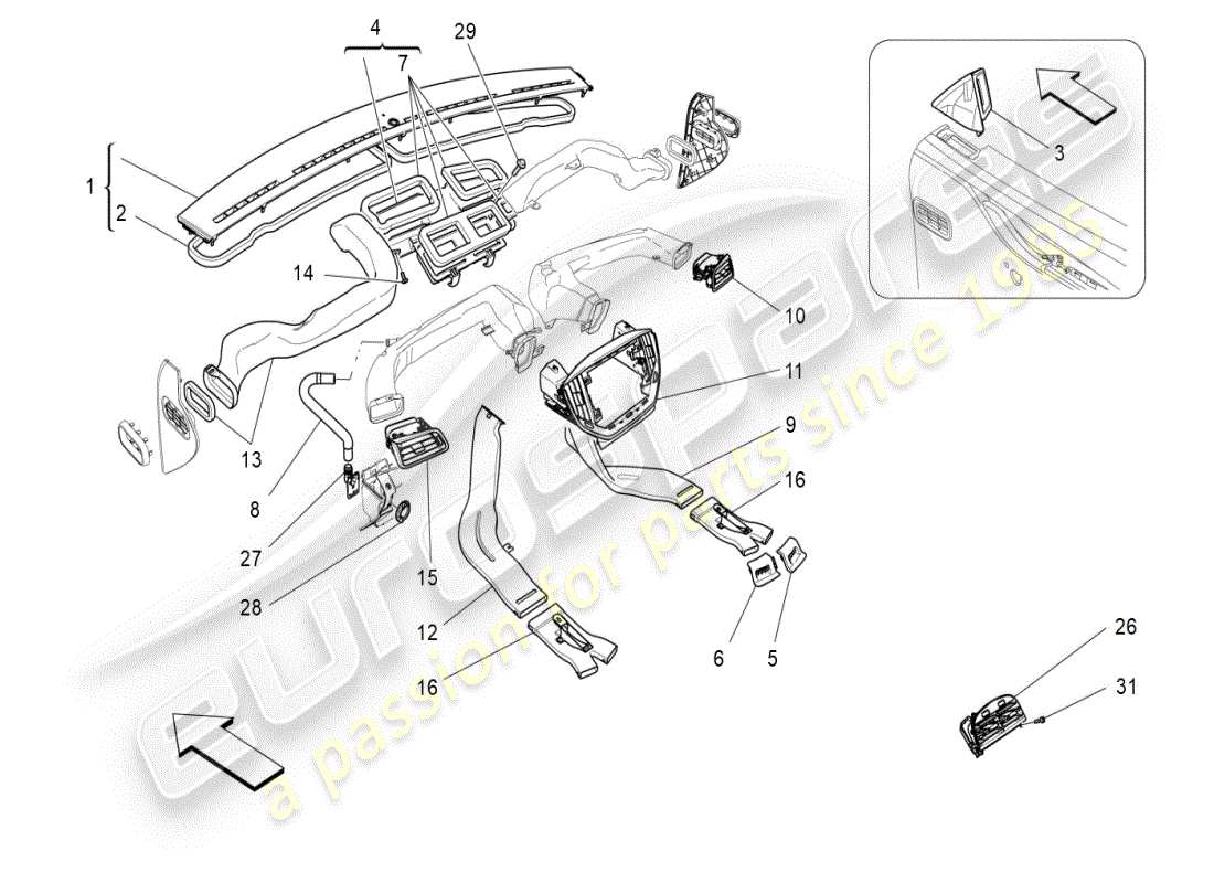 maserati ghibli (2019) a/c unit: diffusion part diagram