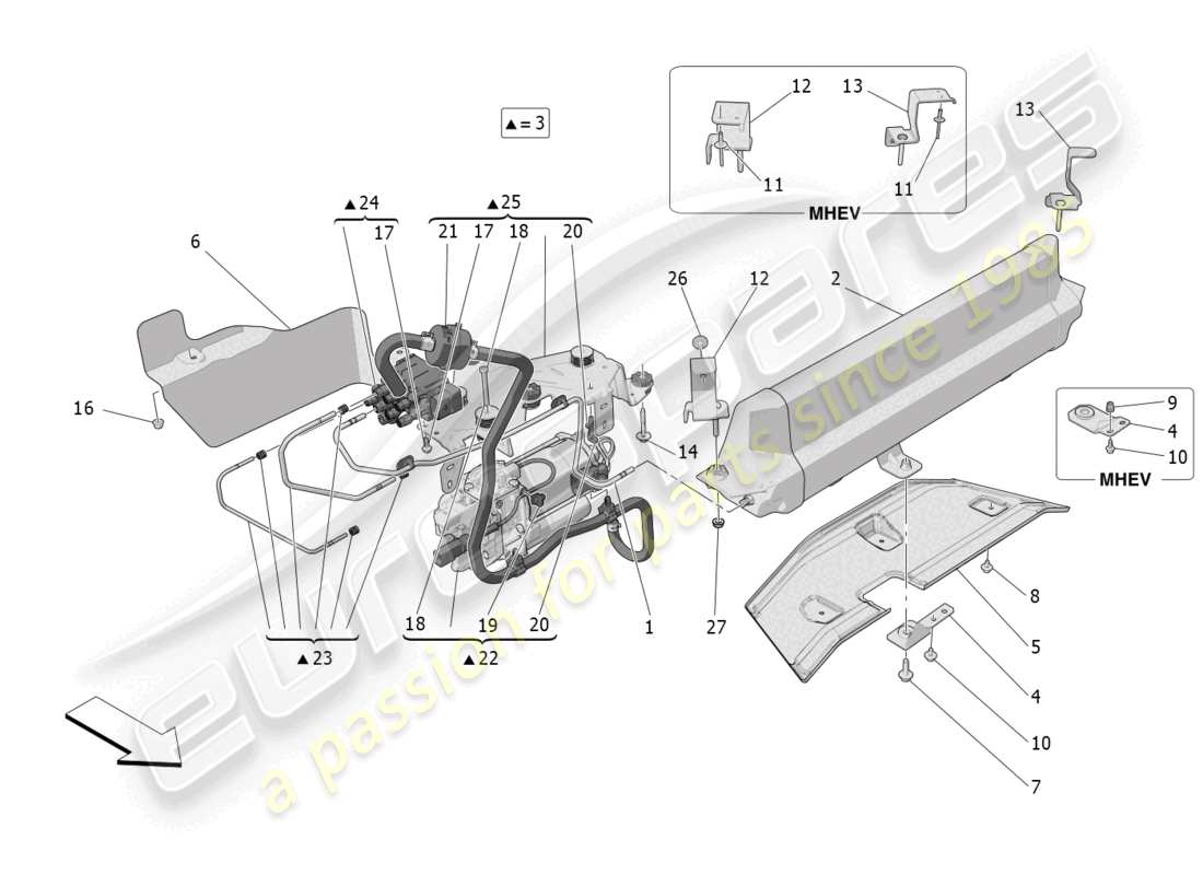 maserati grecale trofeo (2023) air suspension system parts diagram