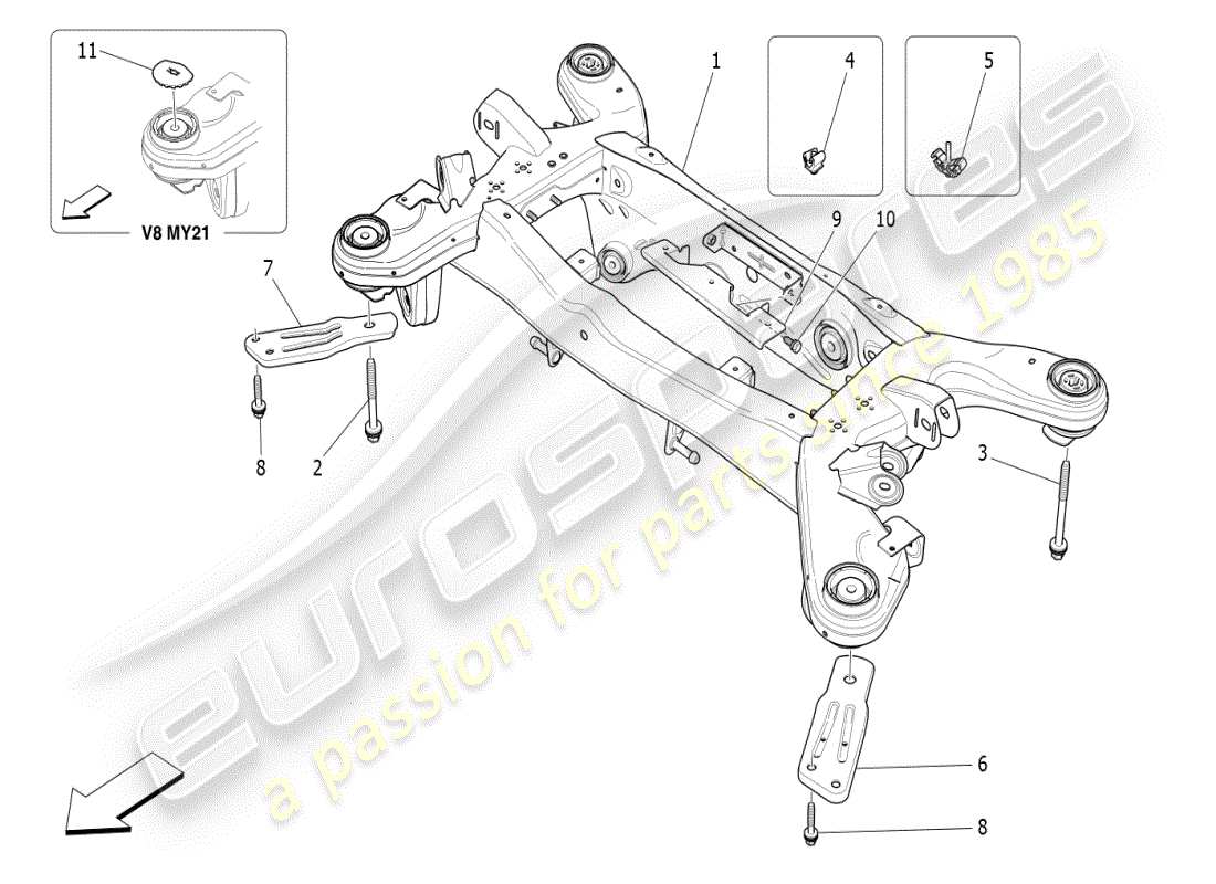 maserati ghibli (2019) rear chassis part diagram