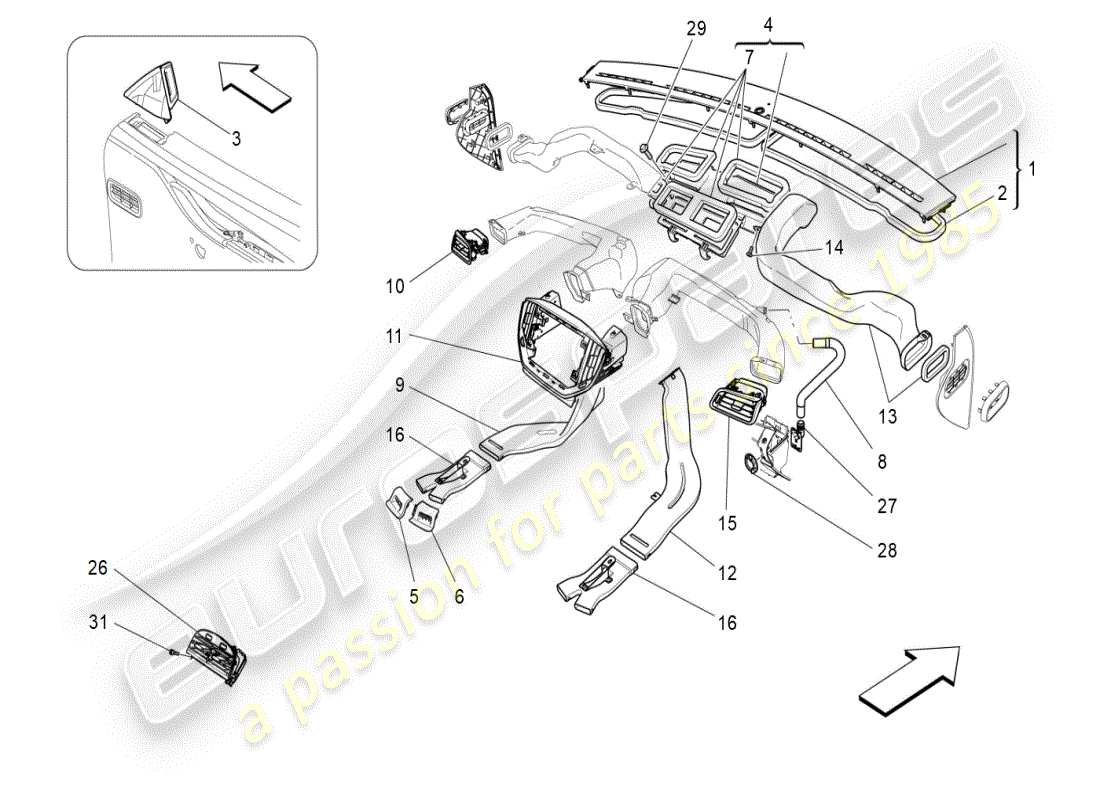maserati ghibli (2019) a/c unit: diffusion part diagram
