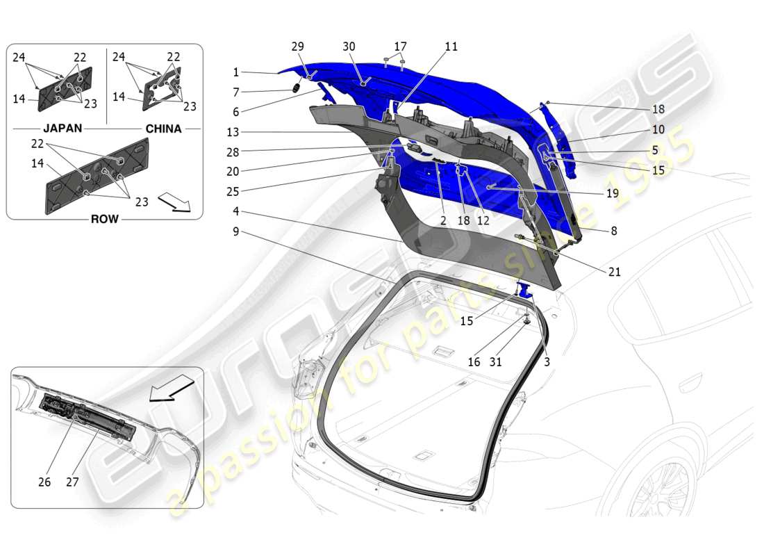 maserati grecale trofeo (2023) rear liftgate parts diagram