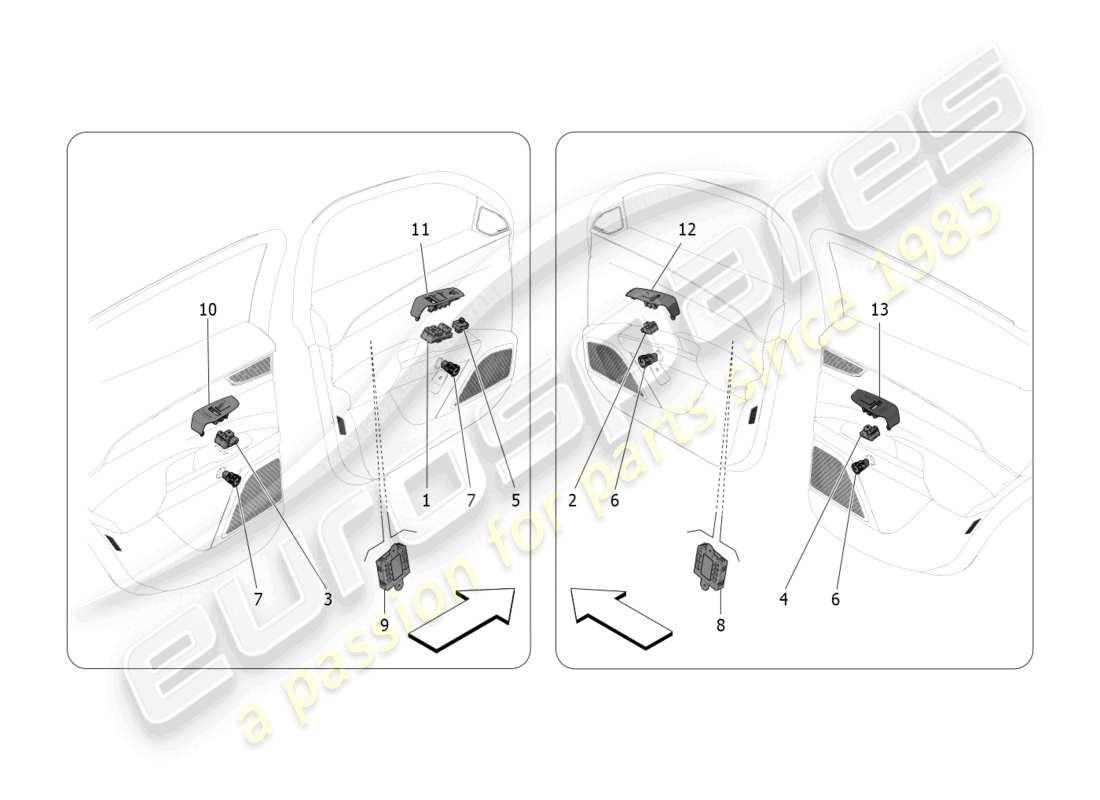 maserati grecale trofeo (2023) door devices parts diagram