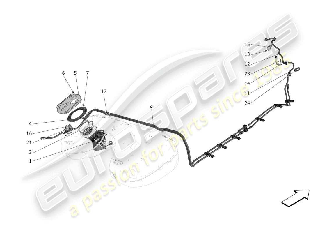 maserati grecale trofeo (2023) fuel pumps and connection lines parts diagram