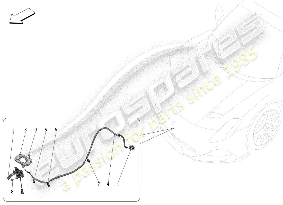 maserati mc20 (2024) front lid opening button part diagram