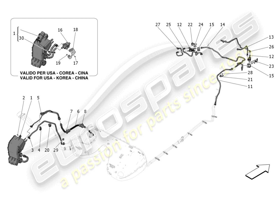 maserati grecale trofeo (2023) fuel vapour recirculation system parts diagram