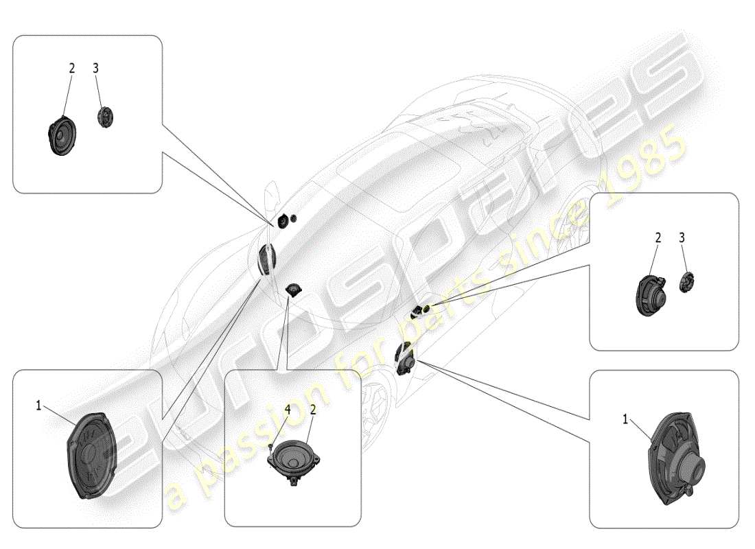 maserati mc20 (2024) sound diffusion system parts diagram