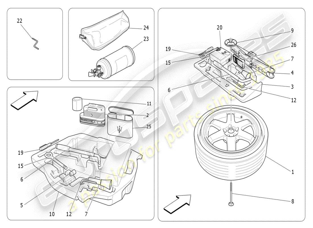 maserati ghibli (2019) standard provided part diagram
