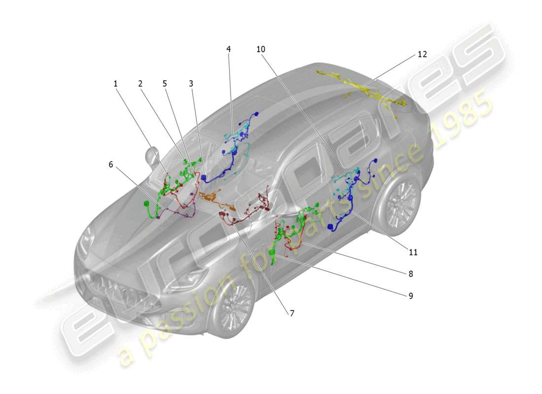 maserati grecale trofeo (2023) main wiring parts diagram
