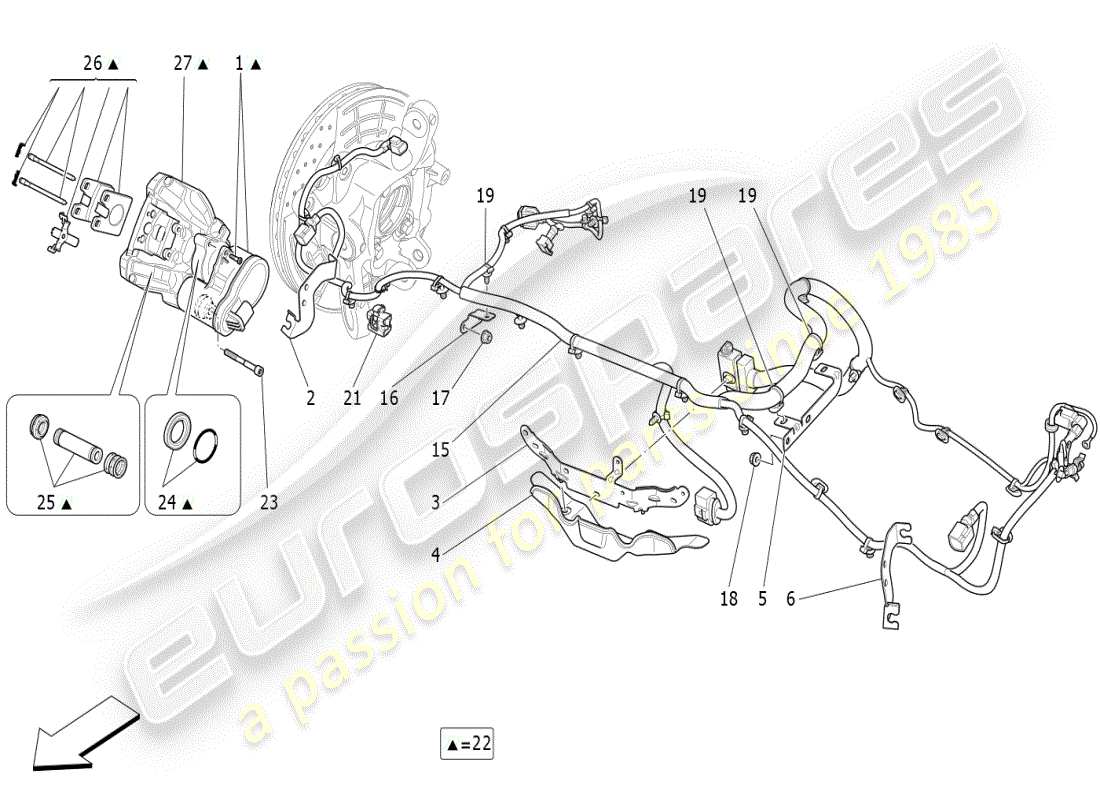 maserati ghibli (2019) parking brake part diagram