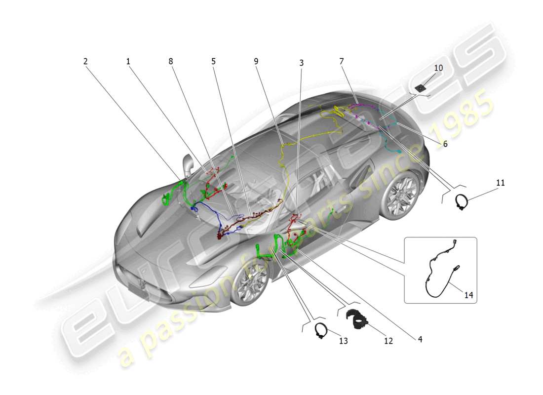 maserati mc20 cielo (2023) main wiring parts diagram