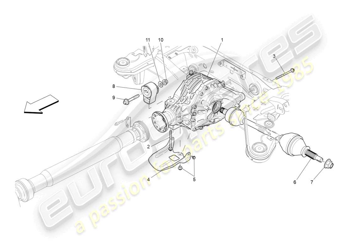 maserati ghibli (2014) differential and rear axle shafts parts diagram