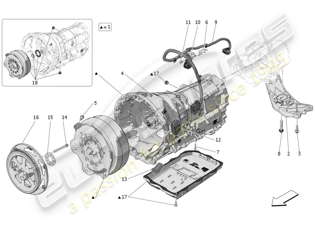 maserati grecale trofeo (2023) gearbox housings parts diagram