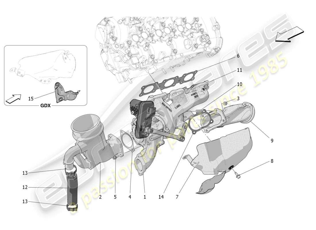 maserati grecale trofeo (2023) turbocharging system: equipments parts diagram