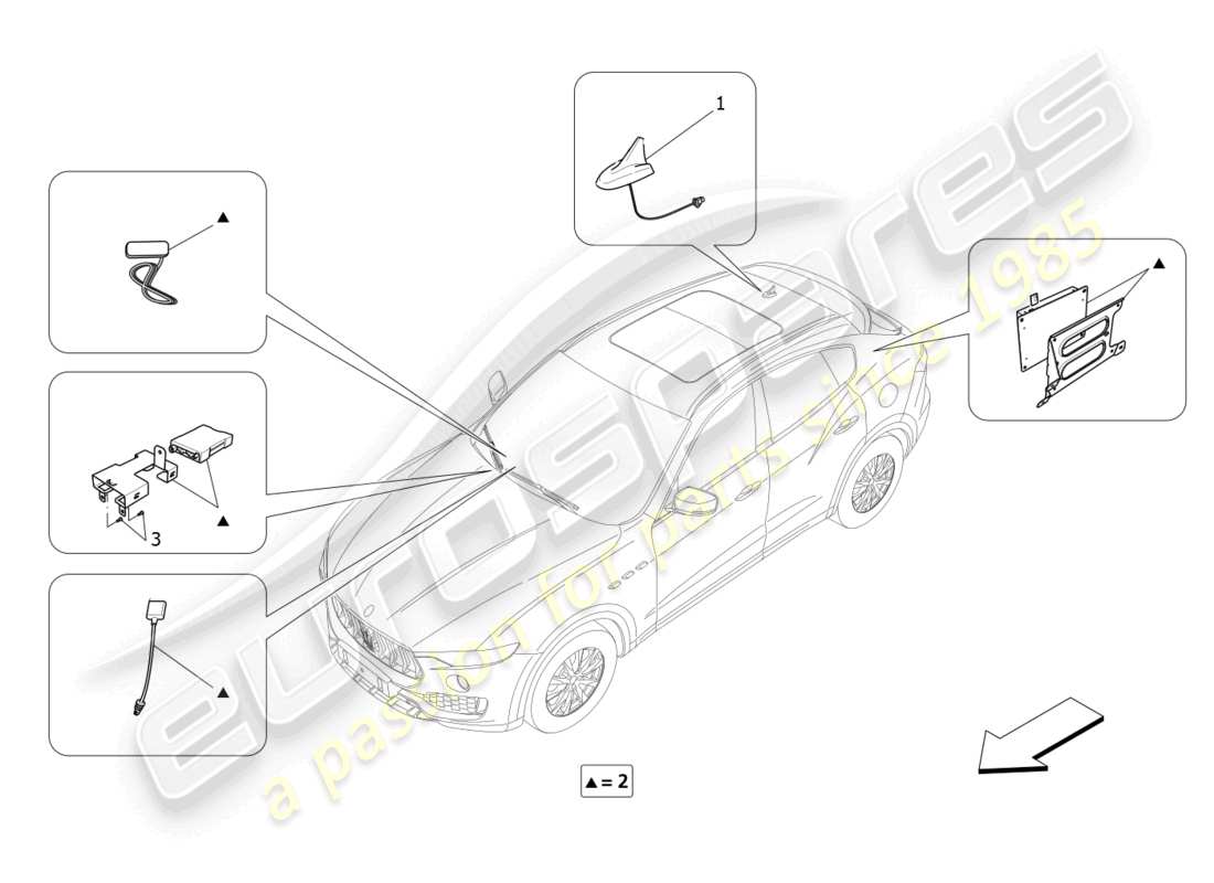a part diagram from the maserati levante gt (2022) parts catalogue