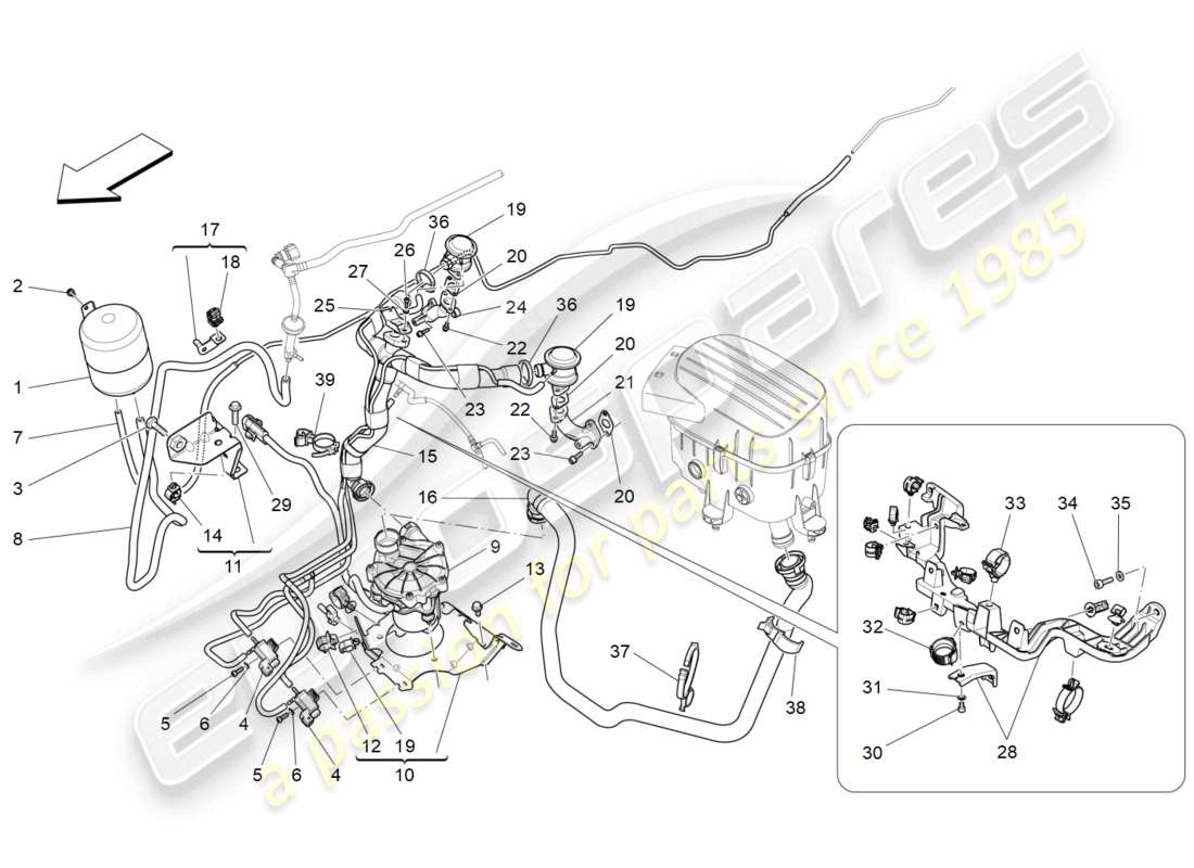 maserati levante modena s (2022) additional air system part diagram