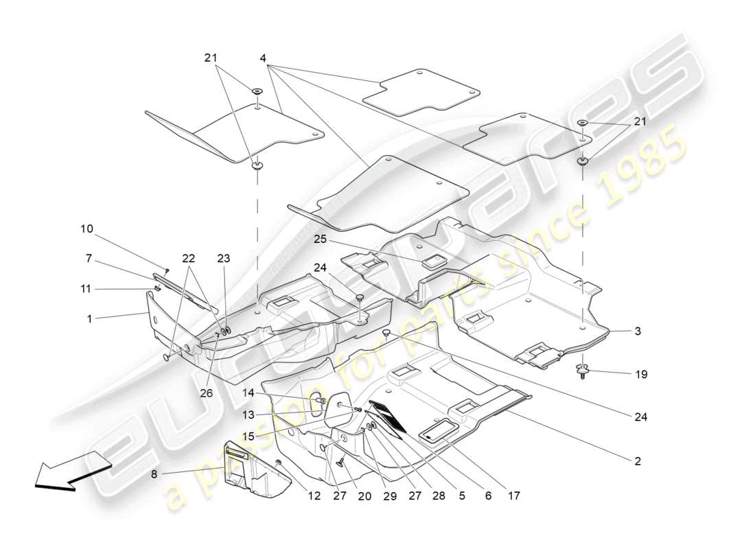 maserati levante (2020) passenger compartment mats part diagram