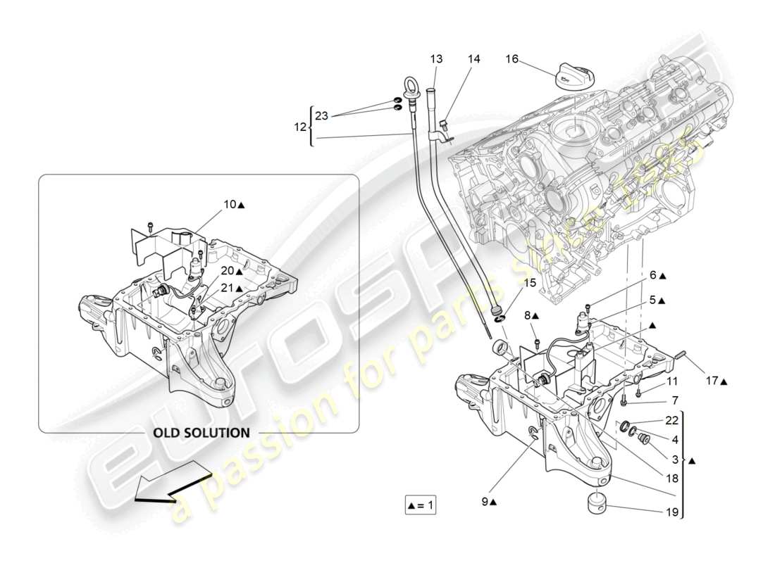 maserati ghibli (2014) lubrication system: circuit and collection parts diagram