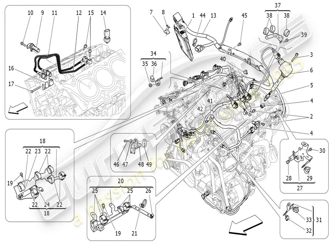maserati ghibli (2019) electronic control: injection and engine timing control part diagram