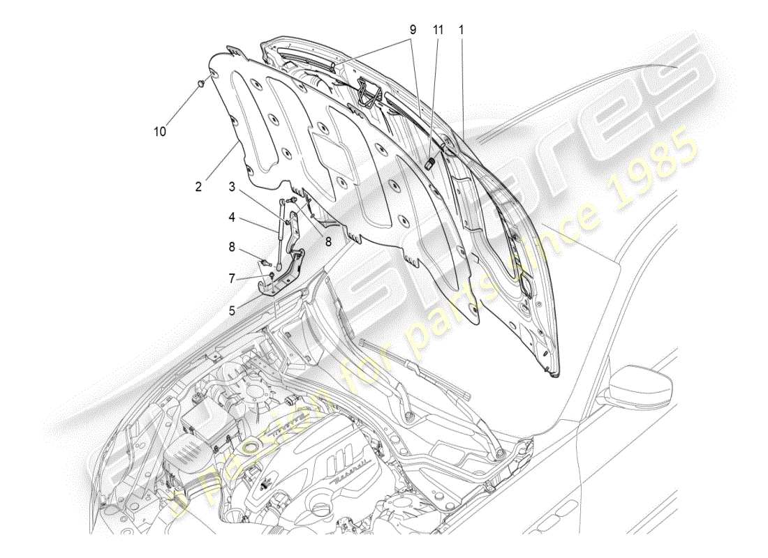 maserati ghibli (2019) front lid part diagram