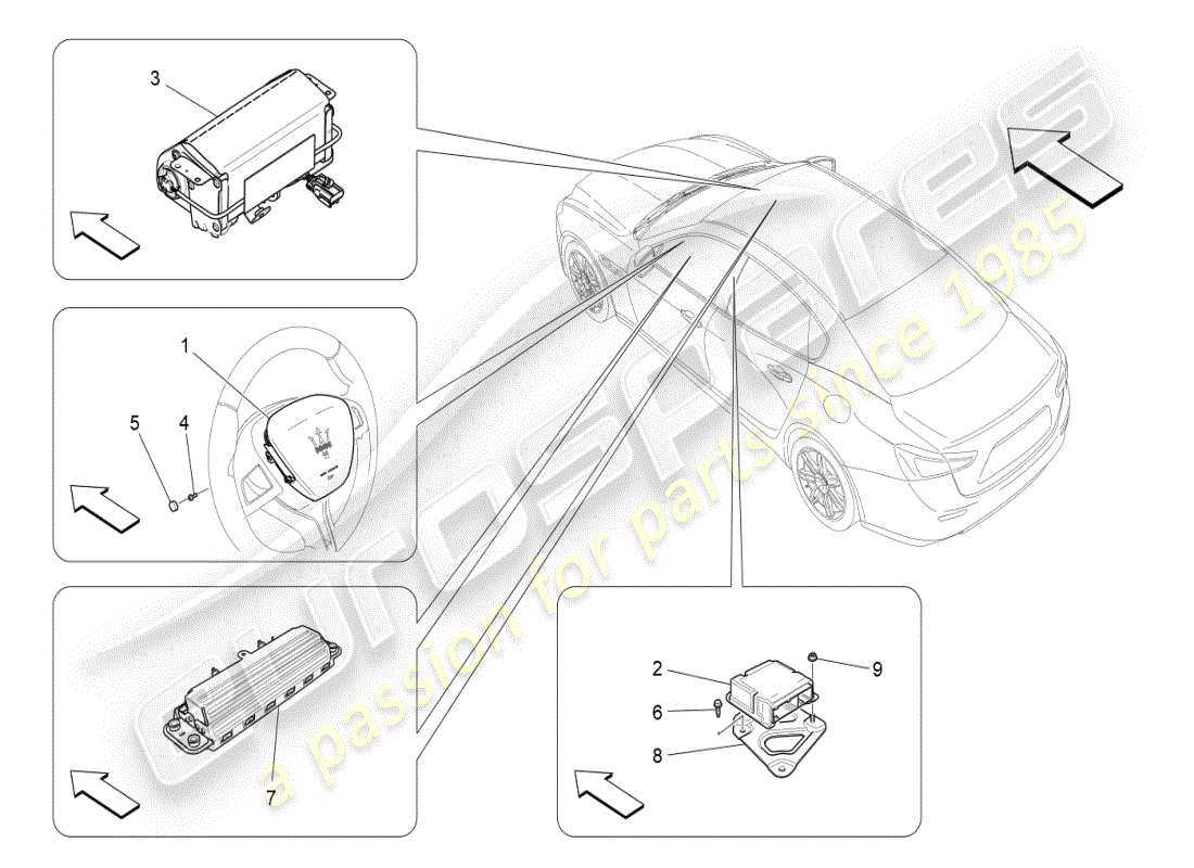 maserati ghibli (2019) front airbag system part diagram
