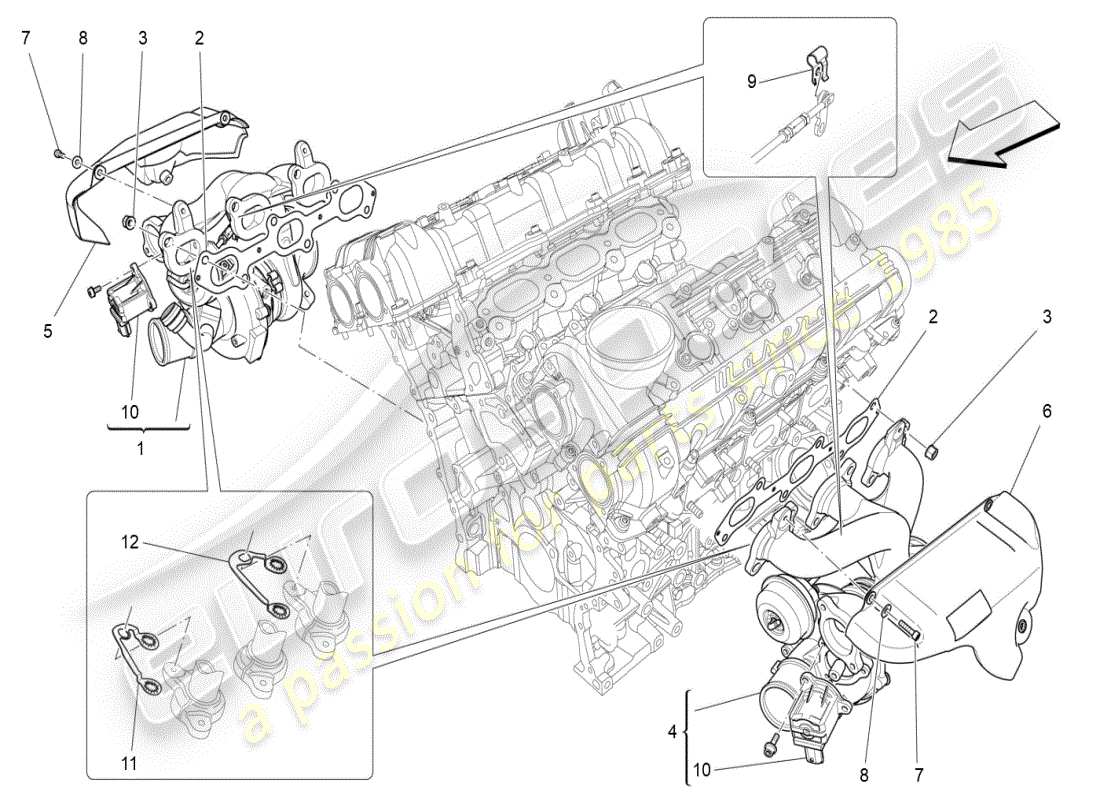 maserati ghibli (2019) turbocharging system: equipments part diagram